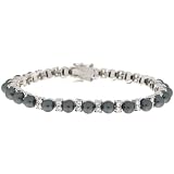 Sterling Silver, Simulated Grey Pearl and Cubic Zirconia Bracelet by Charles Winston, 7.5"