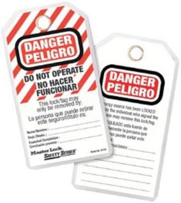 Master Lock 497A Lockout Tagout Tags, English/Spanish Laminated Do Not Operate, 12 Pack