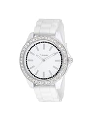 Vernier Womens VNR11087WT Oversized Sparkle Silicon Strap Quartz Watch