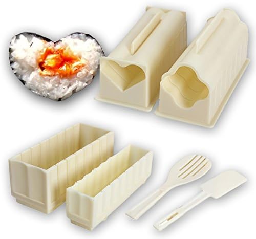 Sushi Making Kit That Is Easier &amp; Faster Than a Rolling Mat ● Used in Restaurants ● Make Your Own Homemade Sushi Easy, with 10 Piece Rice Mold Set for Beginners