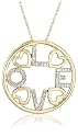 10k Yellow or Rose Gold Diamond Circle "LOVE" Pendant (1/10 cttw, I-J Color, I3 Clarity), 18"