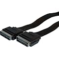5m flat scart lead 21 pin cable TV plasma LCD 5 meter, ideal for videos, DVD's, freeview boxes, satellite, Extra low profile, Manufactured from high quality screened, OFC cable. Longer lengths are ideal for running under carpets.