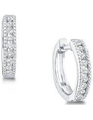 0.26 cttw. Diamond Earrings Ladies Micro Pave Hoops 10K Yellow Gold