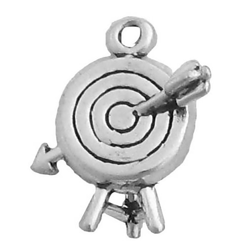 Sterling Silver Charm Archery Target with Arrow Comes with a Split Ring
