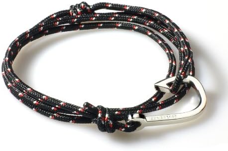 VIRGINSTONE Silver Fish Hook Bracelets on Colorful Nylon Ropes