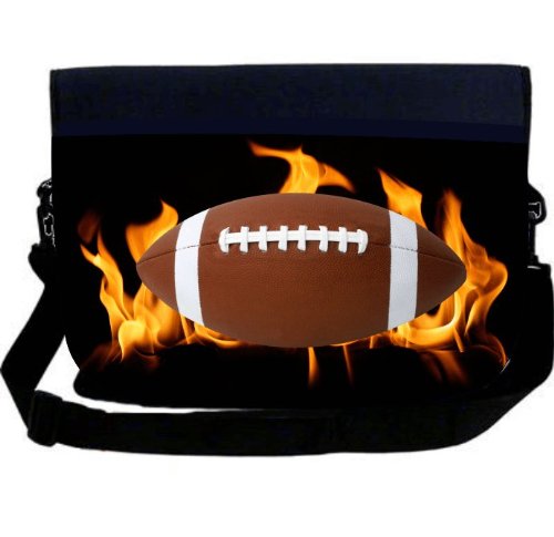 Flaming Football NEOPRENE Laptop Sleeve Bag Messenger Bag - Laptop Bag -Notebook Bag - for Macbook Pro, Aspire, Samsung, Acer, ASUS, Dell, HP, Lenovo, Sony, Toshiba Unisex - Ideal Gift for all occassions!