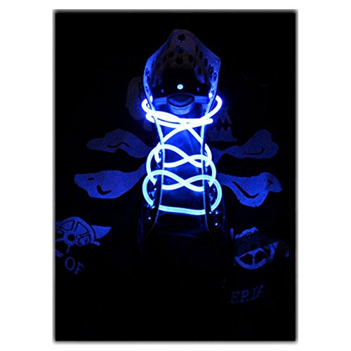 Topcabin LED Shoelaces with Continuous and 2 Blinking Modes in 5 Colors Flash Lighting the Night for Party Hip-hop Dancing (Blue)