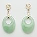 Jade Oval Ring Dangle Earrings with 14K Yellow title=