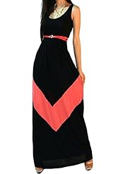 Chevron Print Sleeveless Polyester Full Length Illusion Maxi Dress 