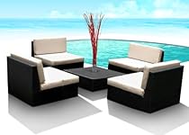 Hot Sale Outdoor Patio PE Resin Wicker Furniture All Weather 5pc Vila Deep Seating New Sectional Sofa Set