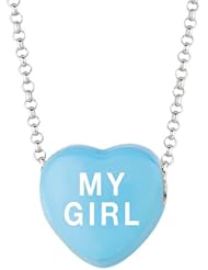 Blue Enamel "My Girl" Sweethearts Sterling Silver Necklace, 16 Inch