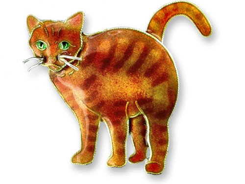 Clearly Charming Red Tabby Sterling Silver And Enamel Pin