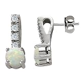 1.75 cttw 14K White Gold Plated 925 Sterling Silver Genuine Opal Earrings - Gold Plated Silver