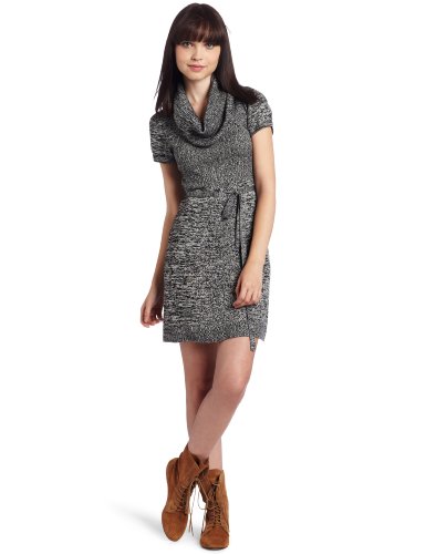 My Michelle Juniors Space Dye Sweater Dress, Gray, Large
