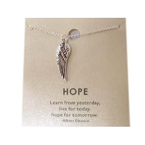 Buy Beautiful Make A Wish Inspirational Antique Silver Angel Wing Charm Necklace Silver Tone by Necklaces Ks Charming Designs