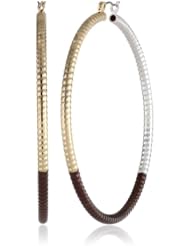 Kensie "Shine Bright" Tri Tone-Plated Large Diamond Cut Hoop Earrings