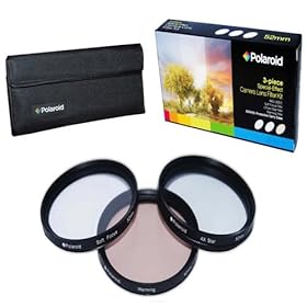 Polaroid Optics 72mm 3 Piece Special Effect Camera/Camcorder Lens Filter Kit (Soft Focus, Revolving 4 Point Star, Warming)