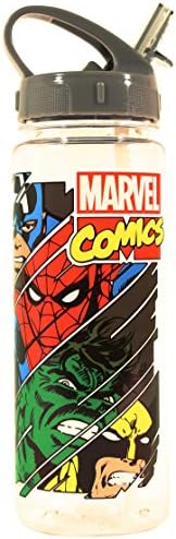 Silver Buffalo MV8464 Marvel Characters Slashed BPA-Free Tritan Water Bottle, 20 oz., Gray