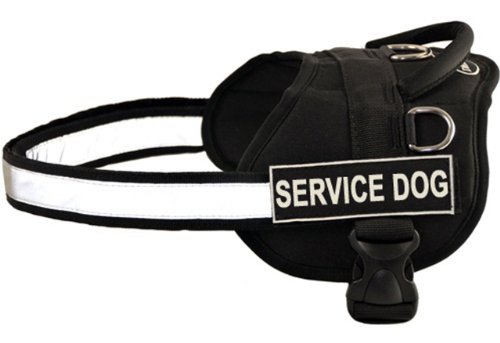 DT Works Harness, Service Dog, Black/White, Small - Fits Girth Size: 25-Inch to 34-Inch