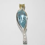 14K Two-Tone Gold Aquamarine and Diamond Pendant