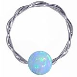 14G 3/8 Light Blue Opal Solid 14kt White Gold Twisted Captive