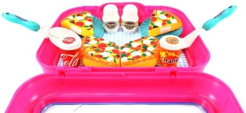 Picnic Pizza Suitcase Toy Food Play Set w/ Toy Food, Plates, Drinks, Accessories