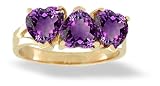 14K Yellow Gold Genuine Heart Amethyst Ring