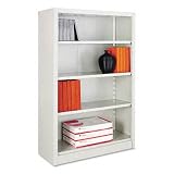 Steel Bookcase, 4 Shelves, 34-1/2W X 13D X 52H, Light Gray