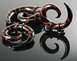 Black and Red Glass Spiral Plugs 6g - Sold Individually
