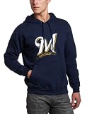 MLB Men's Milwaukee Brewers Suede Tek Long Sleeve Hooded Fleece Pullover (Athletic Navy, Medium)