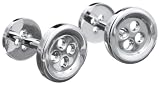 Nautica Mens Double Ended Polished Silver Button Cufflinks