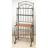 27.25 x 16 x 68 Pewter Bakers Rack w/Wine Rack
