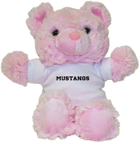 Mashed Bears Mustangs (Black Print) Plush Teddy Bear With Printed T-Shirt (Pink)