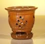 Bonsai Boy's Ceramic Orchid Pot with Attached Tray 5 0x5 125 Tall Aztec Orange Color - Round Sized to fit 4 0 Plastic Growing Pot