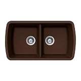 Houzer SOLIDO N-200 COPPER Schock-Houzer Solido Series N-200 Undermount 50/50 Double Bowl Kitchen Sink, Copper