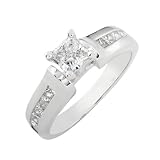 EGL Certified 14k White Gold 1ct Princess Diamond Ring