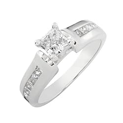 1.00 Carat Princess Diamond Engagement Ring in 14k White Gold - Size 7.5