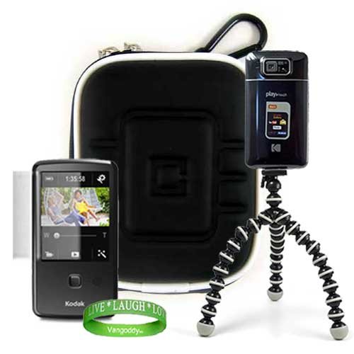 Best Price Kodak PlayTouch Video Camera, Mini Camcorder Accessories Kit: Eva Smooth Midnight Black Protective Hard Kodak Camera Case + Kodak Camera Tripod with Flexible Grip Legs + Universal Kodak Screen Protector + Live * Laugh * Love VG Wrist Band!!!