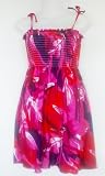 Shoulder Tie Dress/Cover Up in Fuschia/Red Print