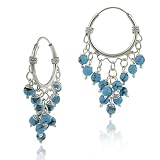 Sterling Silver Bali Chandelier earrings with Turquoise beads