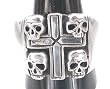 Tombstone Cross Skulls Bones Pewter Ring