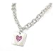 Foxy Pink Stone Set Heart Charm Tiffany-Style Necklace