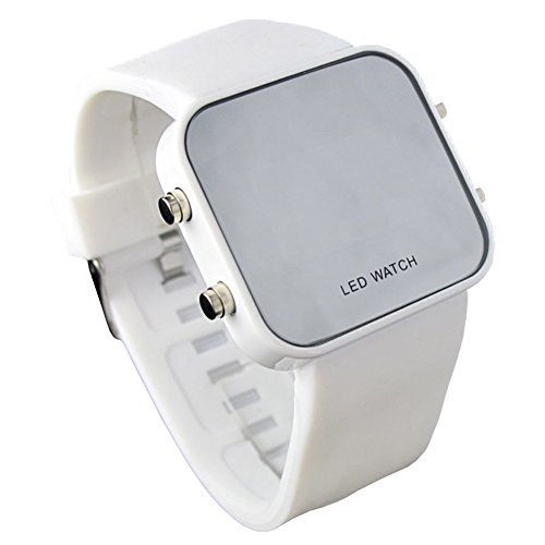 YouYouPifa Unisex Rubber Band Mirror LED Digital Sport Wrist Watch