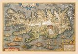 Framed Black poster printed on 20 x 30 stock. Map of Iceland