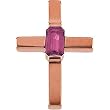 14K Rose Gold Rhodolite Garnet Cross Pendant