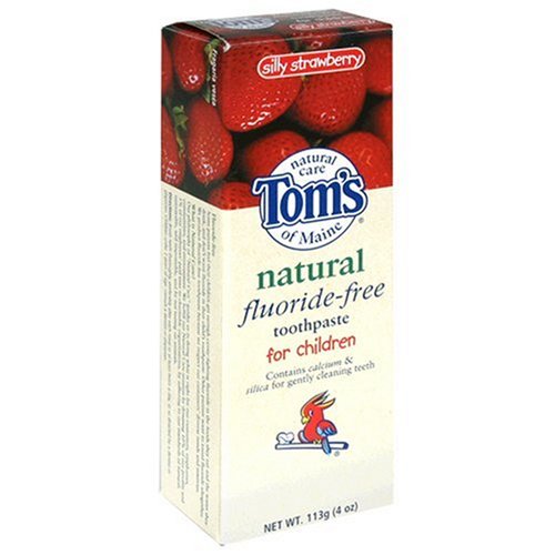 Tom's of Maine Natural Fluoride-Free Toothpaste for Children, Silly Strawberry, 4-Ounce Tubes (Pack of 6)