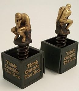 "Think Outside the Box" Brass Bookends