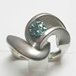 14K White Gold Blue Diamond Ring