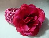 NEW Pink Crochet Headband with Pink and Red Flower, Limited.