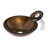 Vigo Industries VGT007 Russet Glass Faucet Bathroom Vessel Sink, Copper